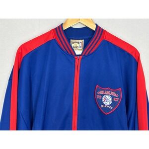 Philadelphia 76ers Hardwood Classics NBA Warm Up Jacket Mens Blue Red XL NWT